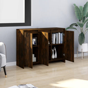 vidaXL Sideboard Smoked Oak 102x33x75 cm Engineered Wood