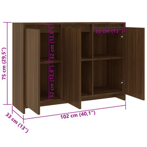 vidaXL Sideboard Brown Oak 102x33x75 cm Engineered Wood