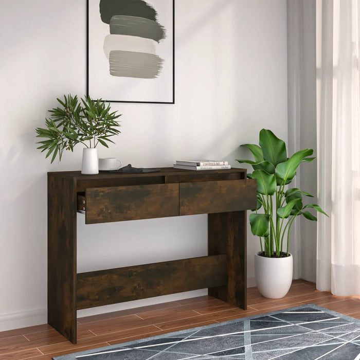 vidaXL Console Table Smoked Oak 100x35x76.5 cm Engineered Wood