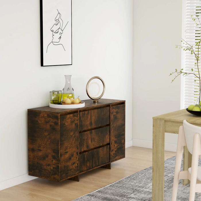 vidaXL Sideboard with 3 Drawers Smoked Oak 120x41x75 cm Engineered Wood