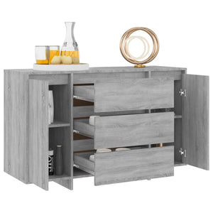 vidaXL Sideboard with 3 Drawers Grey Sonoma 120x41x75 cm Engineered Wood