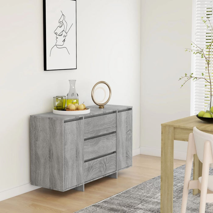 vidaXL Sideboard with 3 Drawers Grey Sonoma 120x41x75 cm Engineered Wood