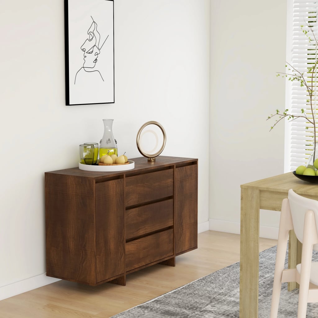 vidaXL Sideboard with 3 Drawers Brown Oak 120x41x75 cm Engineered Wood