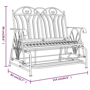 vidaXL 2-Seater Glider Bench 114 cm Black Steel