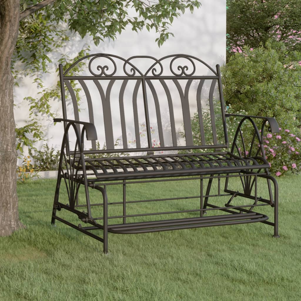 vidaXL 2-Seater Glider Bench 114 cm Black Steel