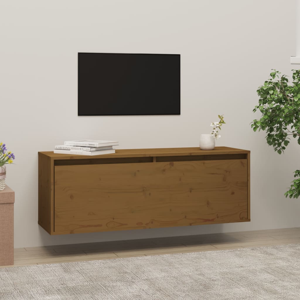 vidaXL Wall Cabinet Honey Brown 100x30x35 cm Solid Wood Pine