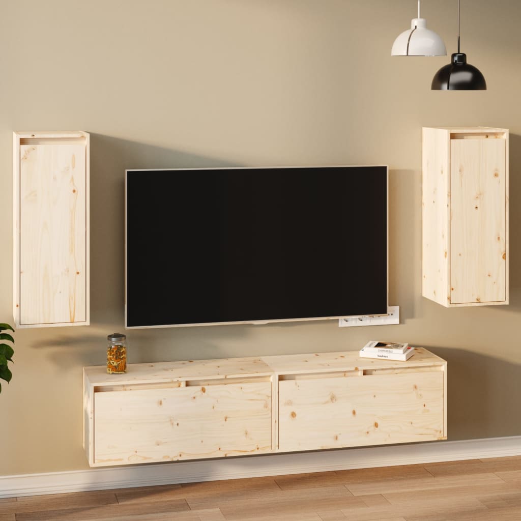 vidaXL Wall Cabinets 2 pcs 30x30x80 cm Solid Wood Pine