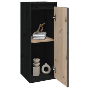 vidaXL Wall Cabinet Black 30x30x80 cm Solid Wood Pine