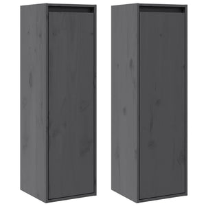 vidaXL Wall Cabinets 2 pcs Grey 30x30x100 cm Solid Pinewood