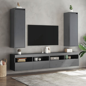 vidaXL Wall Cabinets 2 pcs Grey 30x30x100 cm Solid Pinewood