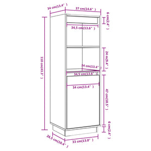 vidaXL Highboard 37x34x110 cm Solid Wood Pine