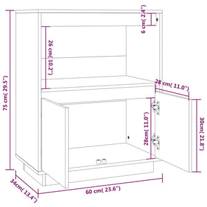 vidaXL Sideboard Black 60x34x75 cm Solid Wood Pine