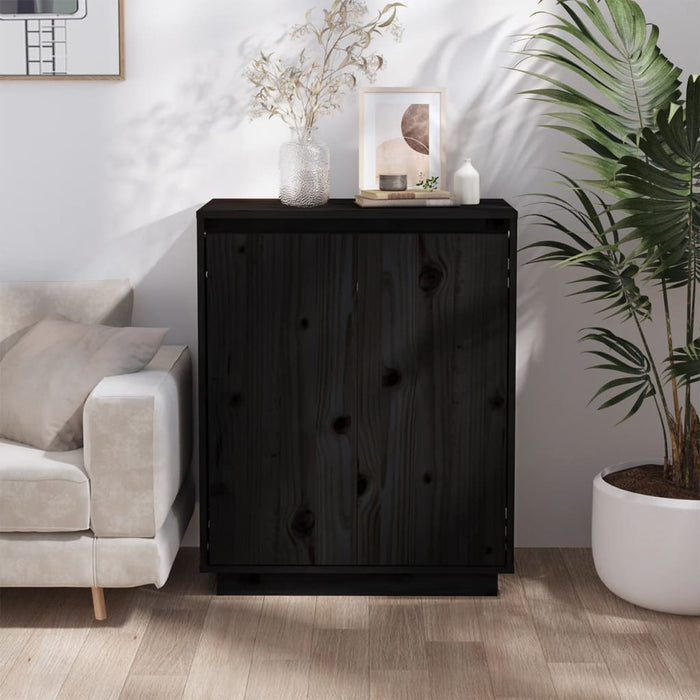 vidaXL Sideboard Black 60x34x75 cm Solid Wood Pine