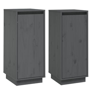 vidaXL Sideboards 2 pcs Grey 31.5x34x75 cm Solid Wood Pine