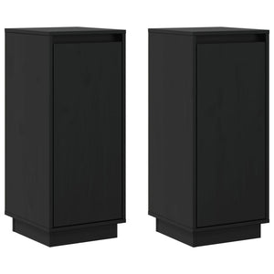 vidaXL Sideboards 2 pcs Black 31.5x34x75 cm Solid Wood Pine