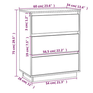 vidaXL Sideboard 60x34x75 cm Solid Wood Pine