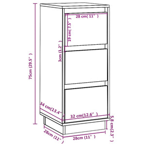 vidaXL Sideboards 2 pcs Honey Brown 32x34x75 cm Solid Wood Pine