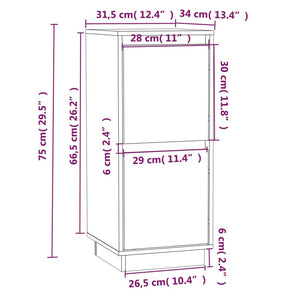 vidaXL Sideboard White 31.5x34x75 cm Solid Wood Pine