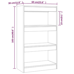 vidaXL Book Cabinet/Room Divider Concrete Grey 60x30x103 cm Engineered Wood