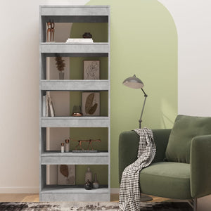 vidaXL Book Cabinet/Room Divider Concrete Grey 60x30x166 cm Engineered Wood