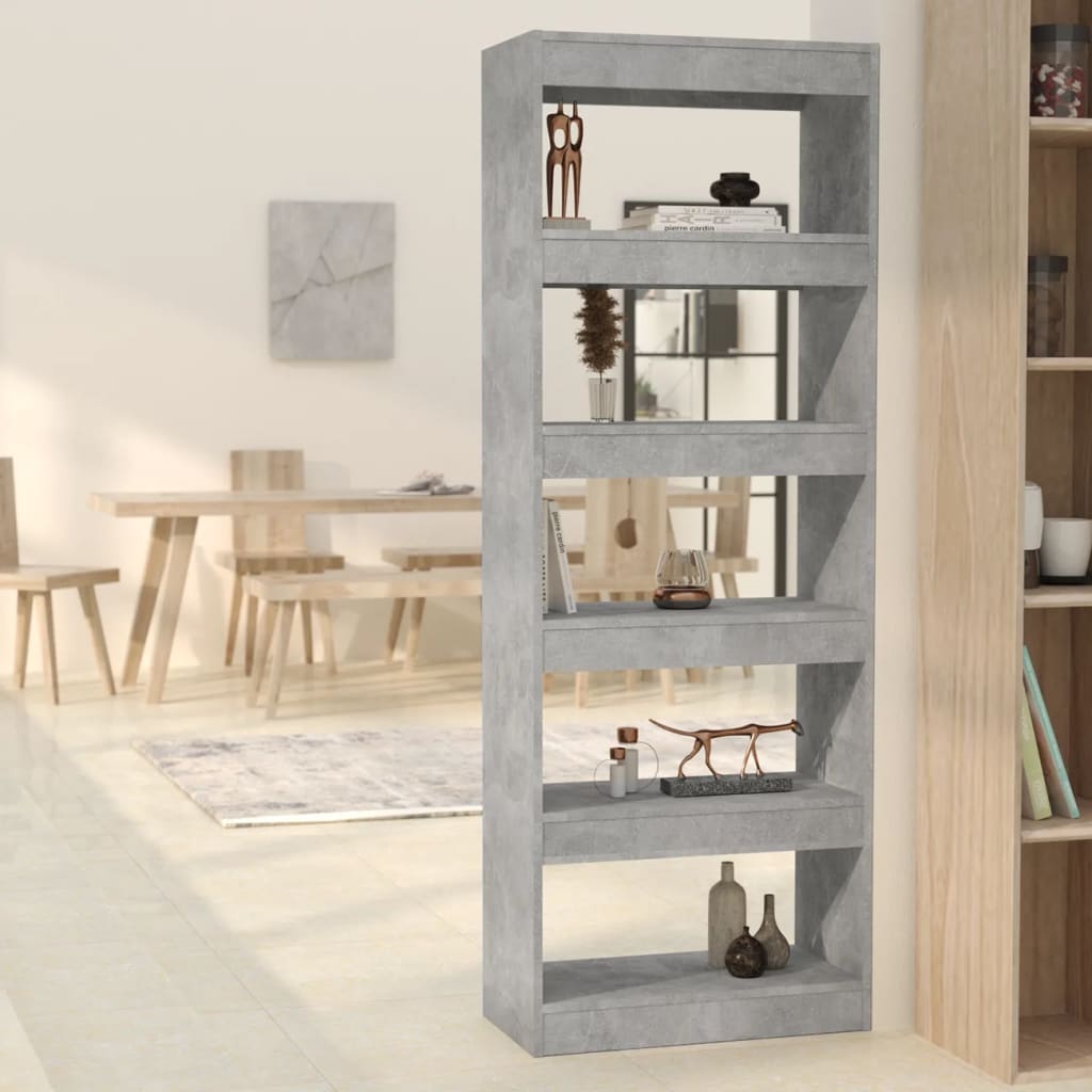 vidaXL Book Cabinet/Room Divider Concrete Grey 60x30x166 cm Engineered Wood