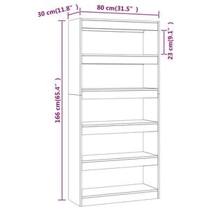 vidaXL Book Cabinet/Room Divider White 80x30x166 cm Engineered Wood