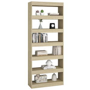 vidaXL Book Cabinet/Room Divider Sonoma Oak 80x30x198 cm Engineered Wood