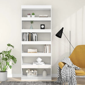 vidaXL Book Cabinet/Room Divider High Gloss White 80x30x198 cm Engineered Wood