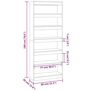 vidaXL Book Cabinet/Room Divider High Gloss White 80x30x198 cm Engineered Wood