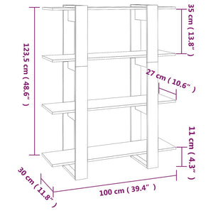 vidaXL Book Cabinet/Room Divider Smoked Oak 100x30x123.5 cm