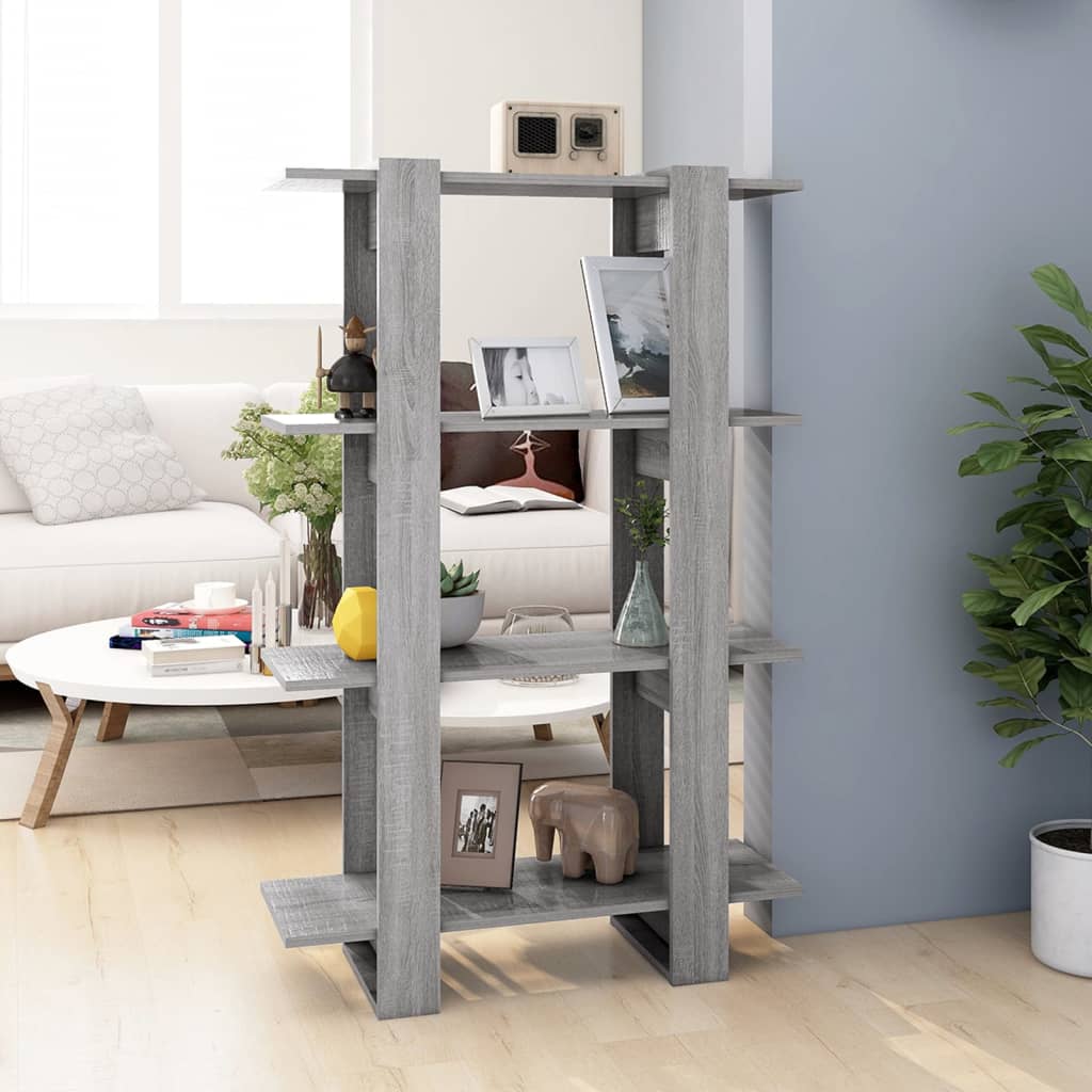 vidaXL Book Cabinet/Room Divider Grey Sonoma 80x30x123.5 cm