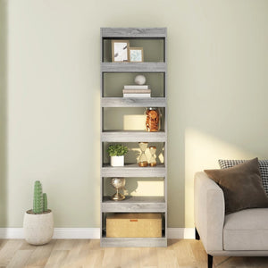 vidaXL Book Cabinet/Room Divider Grey Sonoma 60x30x198 cm