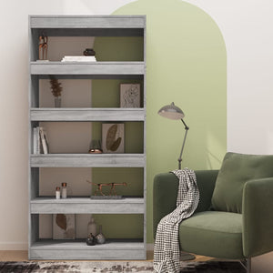 vidaXL Book Cabinet/Room Divider Grey Sonoma 80x30x166 cm Engineered Wood