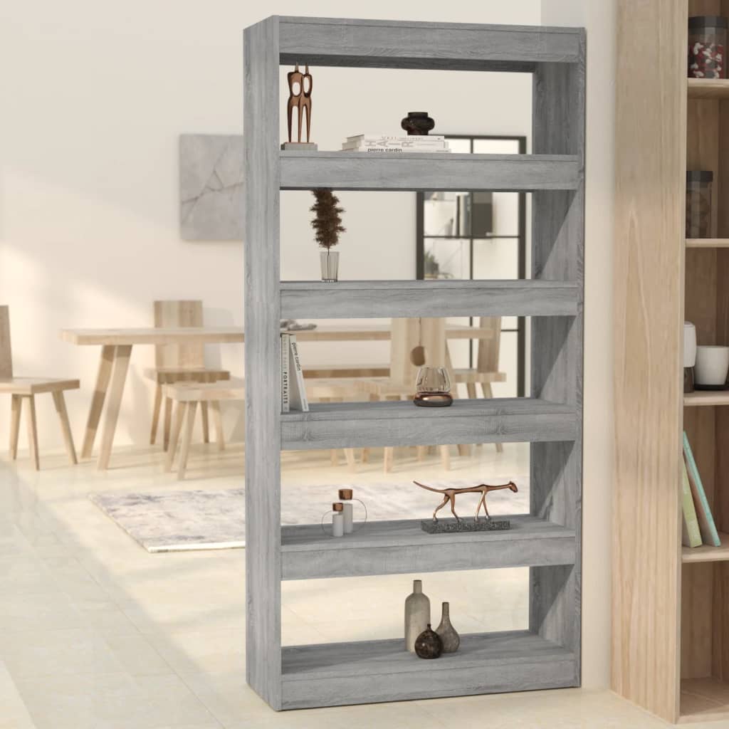 vidaXL Book Cabinet/Room Divider Grey Sonoma 80x30x166 cm Engineered Wood