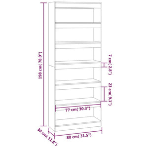 vidaXL Book Cabinet/Room Divider Brown Oak 80x30x198 cm Engineered Wood