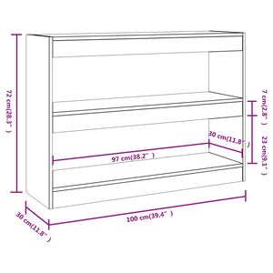 vidaXL Book Cabinet/Room Divider Brown Oak 100x30x72 cm