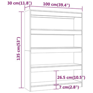 vidaXL Book Cabinet/Room Divider Smoked Oak 100x30x135 cm