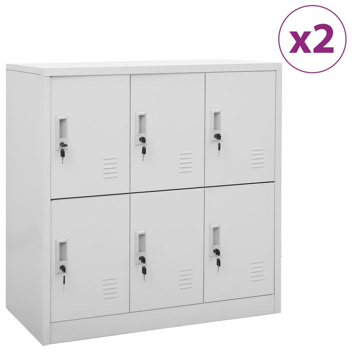 vidaXL Locker Cabinets 2 pcs Light Grey 90x45x92.5 cm Steel