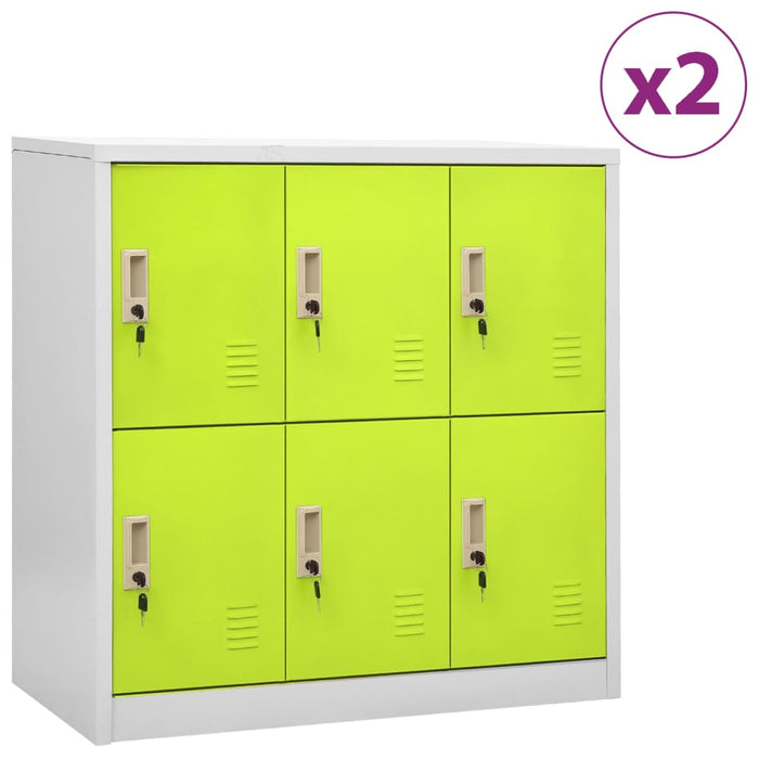 vidaXL Locker Cabinets 2 pcs Light Grey and Green 90x45x92.5 cm Steel