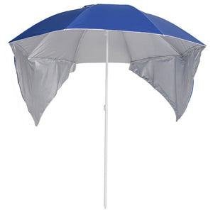 vidaXL Beach Parasol with Side Walls Blue 215 cm