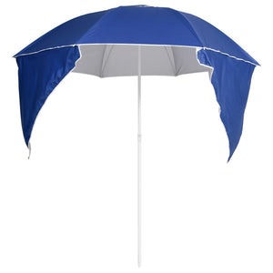 vidaXL Beach Parasol with Side Walls Blue 215 cm