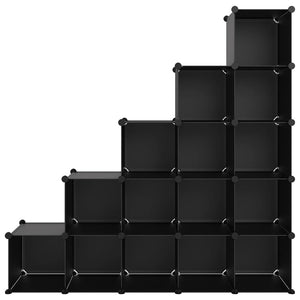 vidaXL Storage Cube Organiser with 15 Cubes Black PP