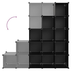 vidaXL Storage Cube Organiser with 15 Cubes Black PP