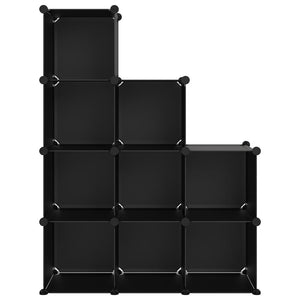 vidaXL Storage Cube Organiser with 9 Cubes Black PP