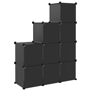 vidaXL Storage Cube Organiser with 9 Cubes Black PP