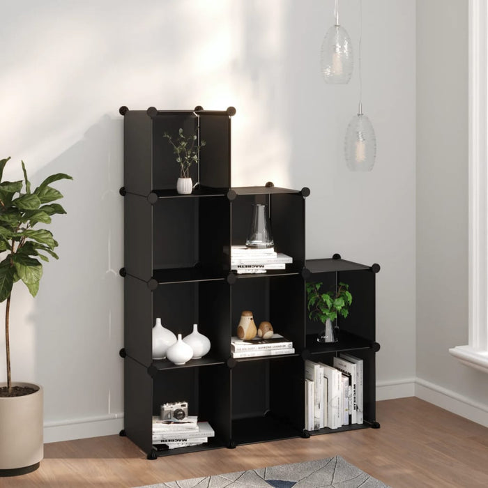 vidaXL Storage Cube Organiser with 9 Cubes Black PP