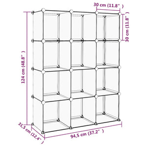 vidaXL Storage Cube Organiser with 12 Cubes Transparent PP