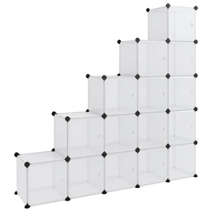 vidaXL Storage Cube Organiser with 15 Cubes and Doors Transparent PP