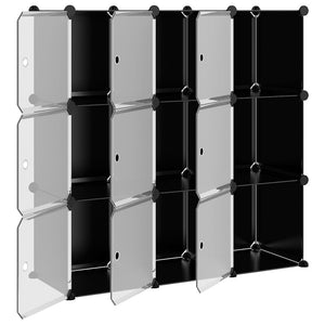 vidaXL Storage Cube Organiser with 9 Cubes and Doors Black PP