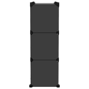 vidaXL Storage Cube Organiser with 9 Cubes and Doors Black PP